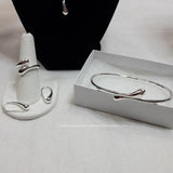 Matching Teardrop Jewelry Set: Necklace, Earrings, Ring, Bracelet-Jewelry, Watches, & Sunglasses-Just Gorgeous Studio-silver-JustGorgeousStudio.com
