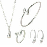 Matching Teardrop Jewelry Set: Necklace, Earrings, Ring, Bracelet-Jewelry, Watches, & Sunglasses-Just Gorgeous Studio-silver-JustGorgeousStudio.com