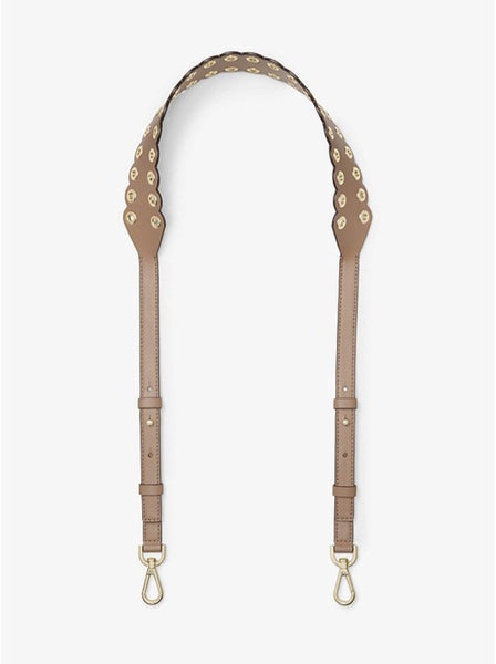 Michael Kors Beige Leather Scalloped Shoulder Strap-Straps-Michael Kors-tan/Beige/Acorn/Gold HW-JustGorgeousStudio.com
