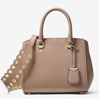 Michael Kors Beige Leather Scalloped Shoulder Strap-Straps-Michael Kors-tan/Beige/Acorn/Gold HW-JustGorgeousStudio.com