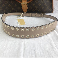 Michael Kors Beige Leather Scalloped Shoulder Strap-Straps-Michael Kors-tan/Beige/Acorn/Gold HW-JustGorgeousStudio.com