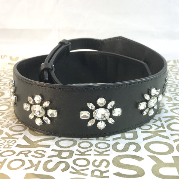 Michael Kors Black Crystal Leather Shoulder Strap-Straps-Michael Kors-Black-JustGorgeousStudio.com