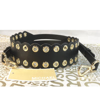 Michael Kors Black & Gold Leather Riveted Shoulder Strap-Straps-Michael Kors-Black/Gold HW-JustGorgeousStudio.com