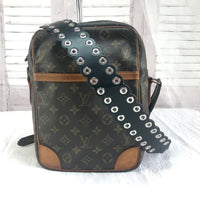 Michael Kors Black & Gold Leather Riveted Shoulder Strap-Straps-Michael Kors-Black/Silver HW-JustGorgeousStudio.com