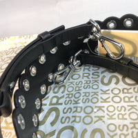 Michael Kors Black & Silver Leather Riveted Shoulder Strap-Straps-Michael Kors-Black/Silver HW-JustGorgeousStudio.com