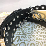 Michael Kors Black & Silver Leather Riveted Shoulder Strap-Straps-Michael Kors-Black/Silver HW-JustGorgeousStudio.com