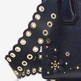 Michael Kors Black & Silver Leather Riveted Shoulder Strap-Straps-Michael Kors-Black/Silver HW-JustGorgeousStudio.com