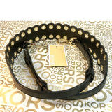 Michael Kors Black & Silver Leather Riveted Shoulder Strap-Straps-Michael Kors-Black/Gold HW-JustGorgeousStudio.com
