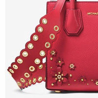 Michael Kors Black & Silver Leather Riveted Shoulder Strap-Straps-Michael Kors-Fuschia/Deep Pink/Gold HW-JustGorgeousStudio.com