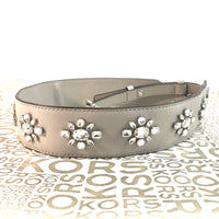 Michael Kors Crystal Embellished Leather Shoulder Strap-Straps-Michael Kors-Pearl Grey-JustGorgeousStudio.com