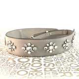 Michael Kors Crystal Embellished Leather Shoulder Strap-Straps-Michael Kors-Pearl Grey-JustGorgeousStudio.com