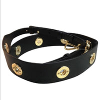 Michael Kors Grommeted Leather Shoulder Strap-Straps-Michael Kors-Black/Gold HW-JustGorgeousStudio.com