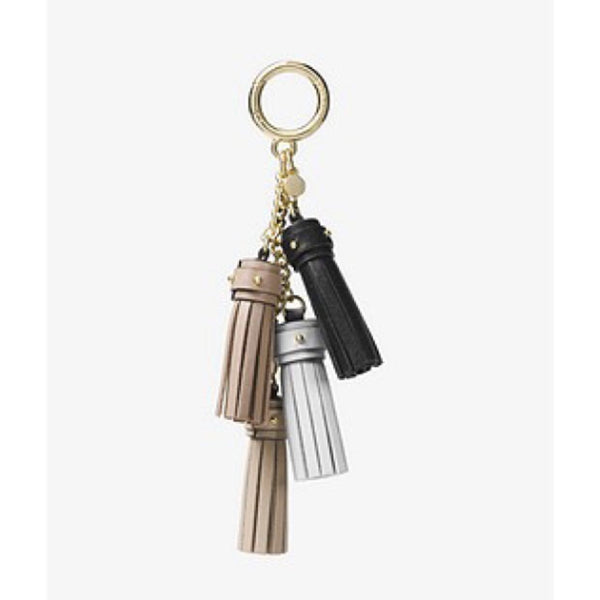 Michael Kors Leather Mini Tassel Key Chain Bag Charm-Straps-Michael Kors-Beige/Black/White/Truffle-JustGorgeousStudio.com