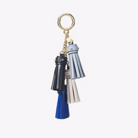 Michael Kors Leather Mini Tassel Key Chain Bag Charm-Straps-Michael Kors-Blue/black/white/navy-JustGorgeousStudio.com