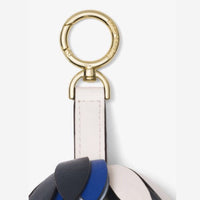 Michael Kors Leather Pom-Pom Tassel Key Chain Bag Charm | 3 Colors-Lock + Key, Charms, Tags-Michael Kors-Blue-JustGorgeousStudio.com