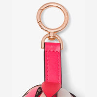 Michael Kors Leather Pom-Pom Tassel Key Chain Bag Charm | 3 Colors-Lock + Key, Charms, Tags-Michael Kors-Blue-JustGorgeousStudio.com