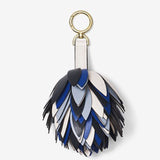 Michael Kors Leather Pom-Pom Tassel Key Chain Bag Charm | 3 Colors-Lock + Key, Charms, Tags-Michael Kors-Blue-JustGorgeousStudio.com