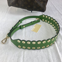 Michael Kors Leather Riveted Shoulder Strap-Straps-Michael Kors-Green/True Green/Gold HW-JustGorgeousStudio.com