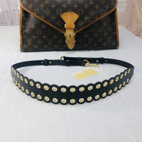 Michael Kors Navy Leather Riveted Shoulder Strap-Straps-Michael Kors-Navy/Admiral/Gold HW-JustGorgeousStudio.com