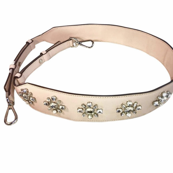 Michael Kors Pink Crystal Embellished Leather Shoulder Strap-Straps-Michael Kors-Ballet/Pink/Silver HW-JustGorgeousStudio.com