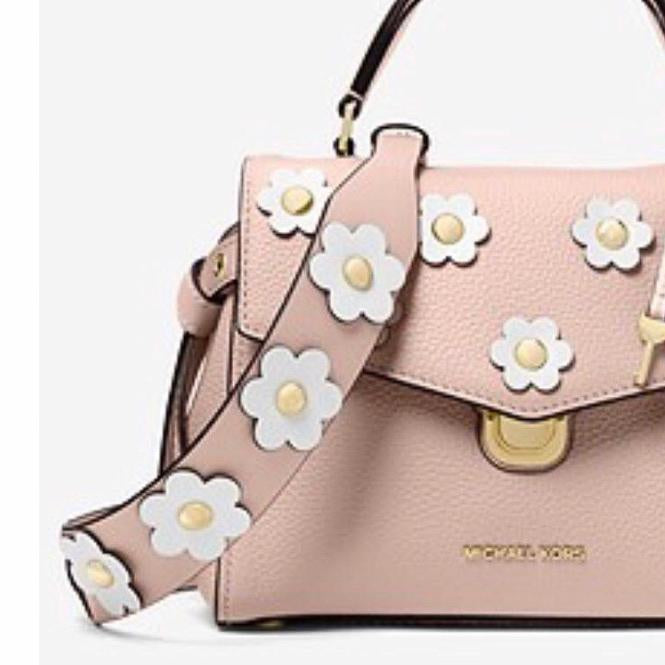 Michael Kors Pink & White Floral Leather Shoulder Strap Just Studio Bags Only