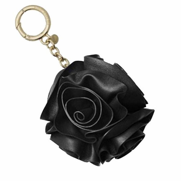 Michael Kors White Flower Bag Charm Key Chain Black/Gold