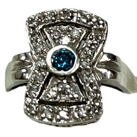 Antique Victorian Edwardian Style Blue Diamond Ring