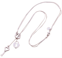 Padlock + Hearts 2 Piece Lariat Jewelry Set-Jewelry, Watches, & Sunglasses-Just Gorgeous Studio-silver-JustGorgeousStudio.com