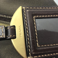 Prada Monogram Logo Boston Shoulder Bag-Bags-PRADA-Brown/Gold-JustGorgeousStudio.com