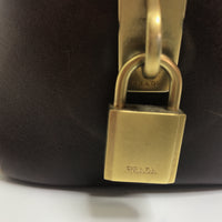 Prada Monogram Logo Boston Shoulder Bag-Bags-PRADA-Brown/Gold-JustGorgeousStudio.com