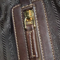 Prada Monogram Logo Boston Shoulder Bag-Bags-PRADA-Brown/Gold-JustGorgeousStudio.com