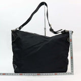 Prada Nylon Leather Hand Shoulder Tote-Bags-PRADA-black/silver-JustGorgeousStudio.com