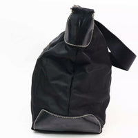 Prada Nylon Leather Hand Shoulder Tote-Bags-PRADA-black/silver-JustGorgeousStudio.com