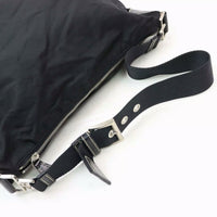 Prada Nylon Leather Hand Shoulder Tote-Bags-PRADA-black/silver-JustGorgeousStudio.com
