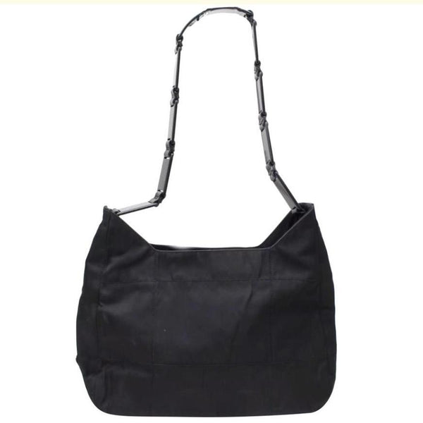 RARE Vintage PRADA Tessuto Hobo Nylon Shoulder Bag Plastic Handle Black