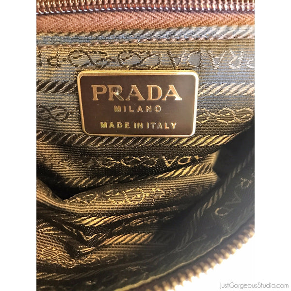 PRADA Milano Brown Genuine Leather Bag Purse Handbag Italy