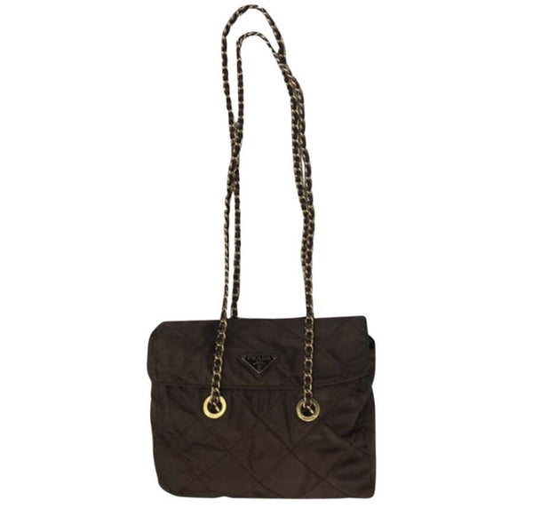 prada brown polyester handbag