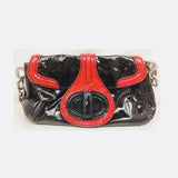 Prada Vitello Shine Vernice Chain Shoulder Bag-Bags-PRADA-Red/black-JustGorgeousStudio.com