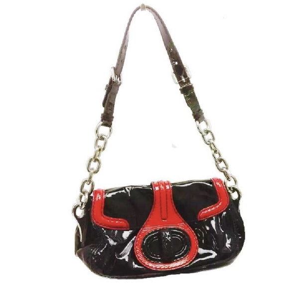 Prada Vintage Red Leather Silver Push Lock Top Handle Mini Bag