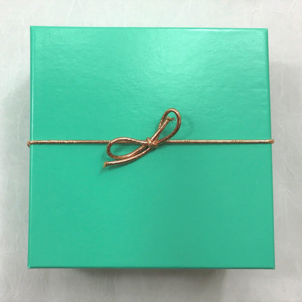 Set of 4: Aqua Gift Box With Bow-Gifts-Just Gorgeous Studio-3.5" x 3.5" x 1"-Aqua/Blue-Green-JustGorgeousStudio.com