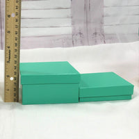 Set of 4: Aqua Gift Box With Bow-Gifts-Just Gorgeous Studio-3.5" x 3.5" x 1"-Aqua/Blue-Green-JustGorgeousStudio.com