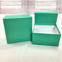 Set of 4: Aqua Gift Box With Bow-Gifts-Just Gorgeous Studio-3.5" x 3.5" x 1"-Aqua/Blue-Green-JustGorgeousStudio.com