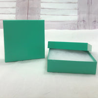 Set of 4: Aqua Gift Box With Bow-Gifts-Just Gorgeous Studio-3.5" x 3.5" x 1"-Aqua/Blue-Green-JustGorgeousStudio.com