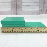 Set of 4: Aqua Gift Box With Bow-Gifts-Just Gorgeous Studio-3.5" x 3.5" x 1"-Aqua/Blue-Green-JustGorgeousStudio.com