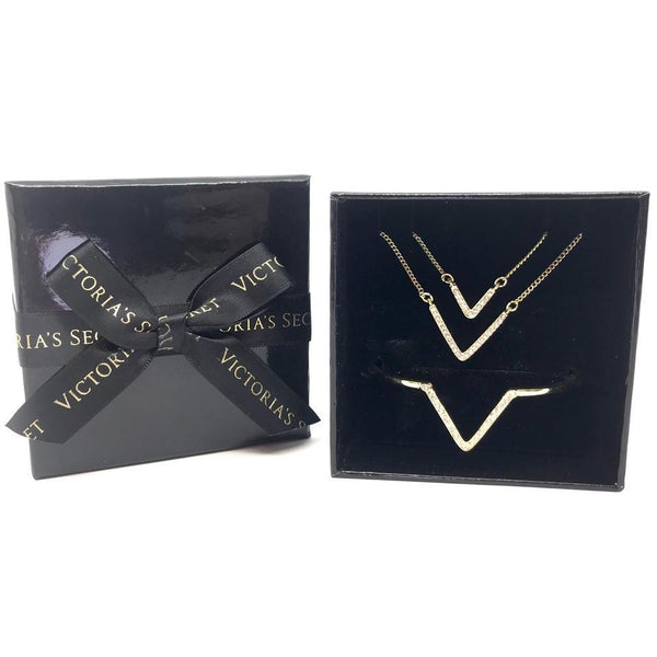 Victoria's Secret Collector's Edition Necklace & Bracelet Gift Set-Jewelry, Watches, & Sunglasses-Victoria's Secret-gold-JustGorgeousStudio.com