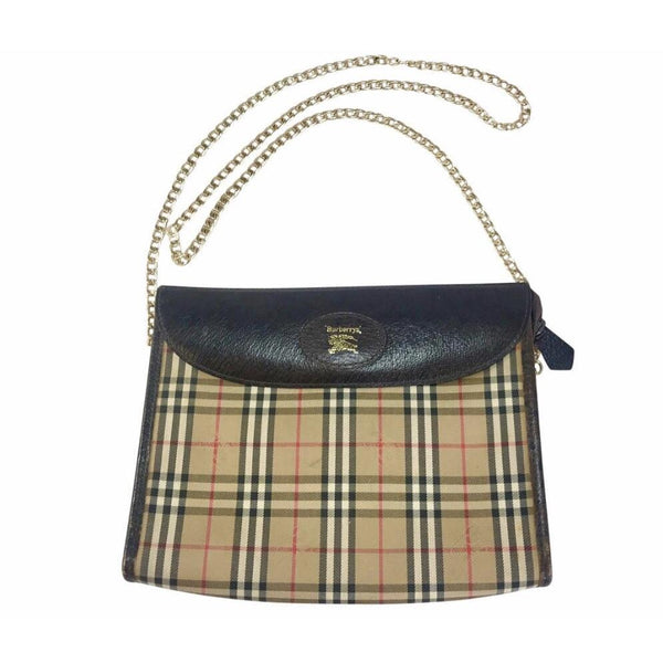 Vintage Burberry Haymarket Check Crossbody Bag-Bags-Burberry-Brown/Tan/Gold-JustGorgeousStudio.com