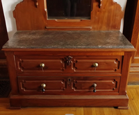 Walnut Eastlake Dresser with Marble Top and Mirror-Art & Antiques-Just Gorgeous Studio-Brown-JustGorgeousStudio.com
