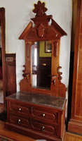 Walnut Eastlake Dresser with Marble Top and Mirror-Art & Antiques-Just Gorgeous Studio-Brown-JustGorgeousStudio.com