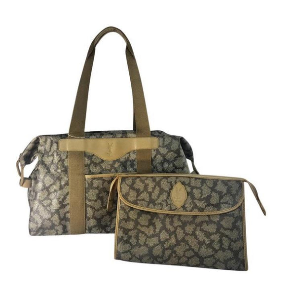 Yves Saint Laurent 2 Piece Travel Set-Bags-Yves Saint Laurent-Beige-JustGorgeousStudio.com