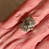 Antique Victorian Edwardian Style Blue Diamond Ring